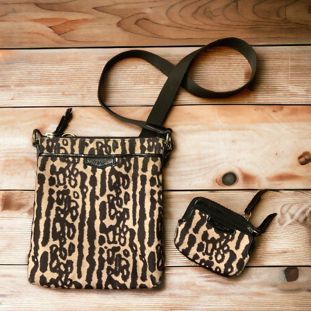 Leopard Print Crossbody Bag with Coin Pouch - Brown/Black - Picture 11 of 14